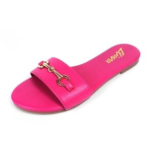 Women's Hot Pink Slide Sandal with Gold Accent